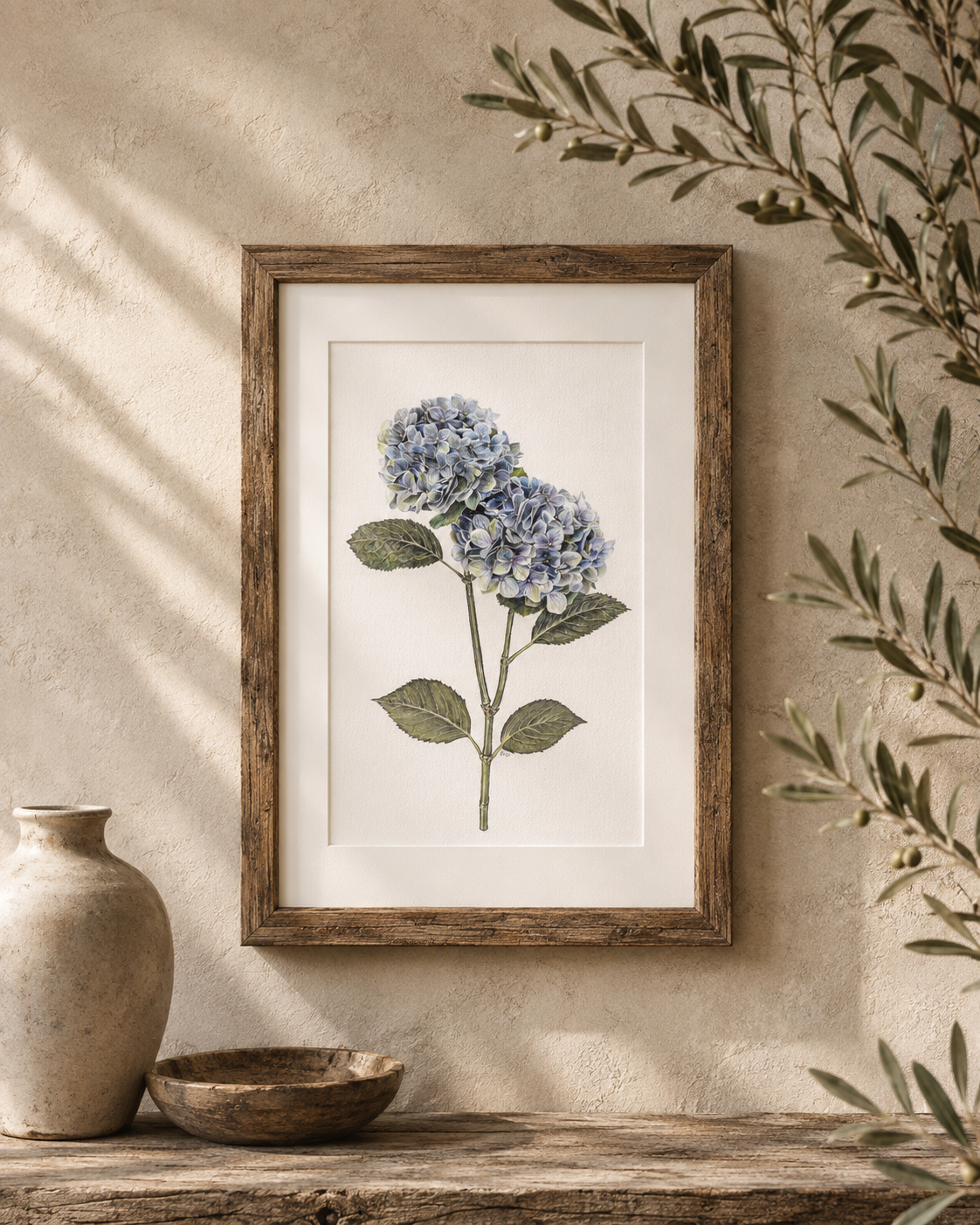 A3 Blue Hydrangeas Print